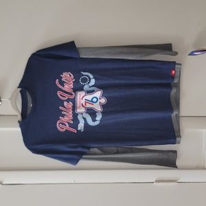 NWT Sportige Philadelphia 76ers Phila Unite Logo Long Sleeve Tee Mens small